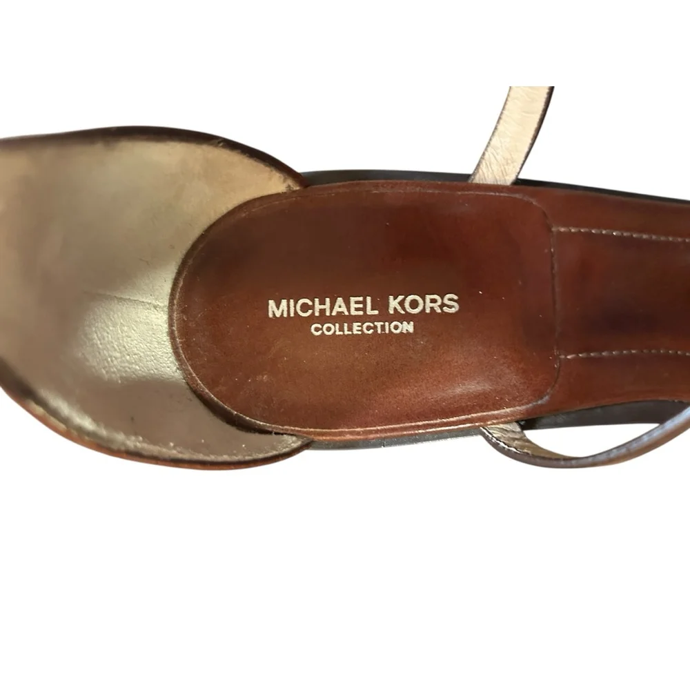 Michael Kors Collection Madie Brown Leather Sandals Size 10.5 / EC 41